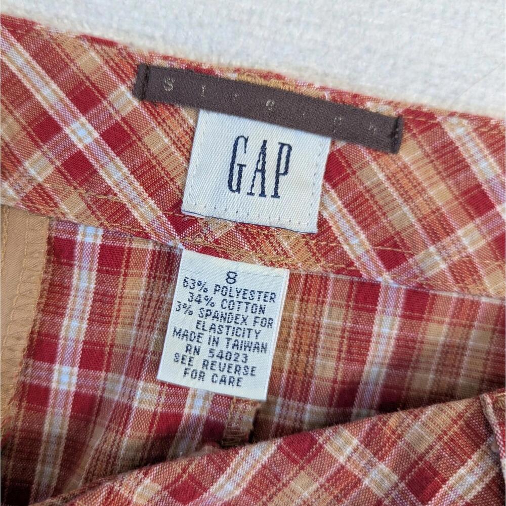 Vintage 90s GAP stretch cotton blend plaid mini skirt - Picture 7 of 7
